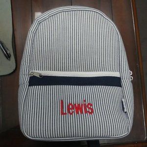 Navy Seersucker Backpack by Mud Pie "Lewis"